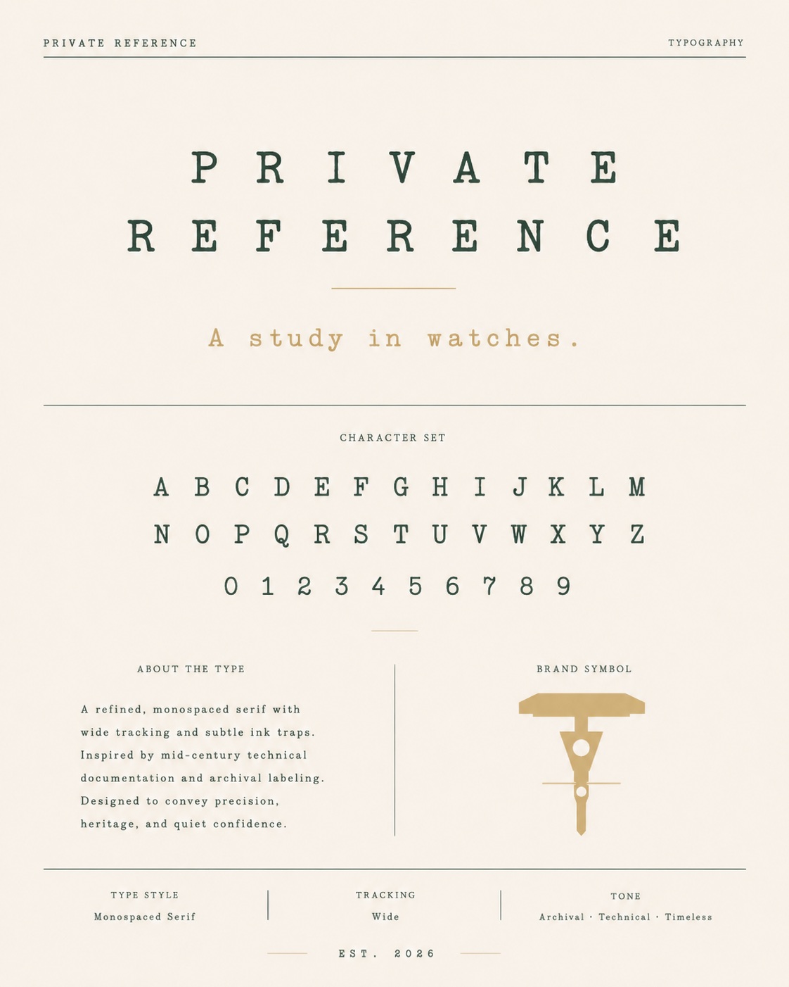 Private Reference typography specimen